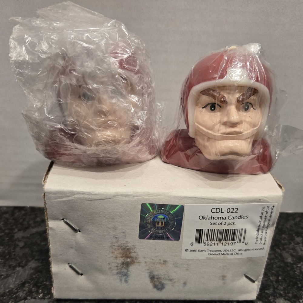 Oklahoma Sooners Mascot Candle Set of‎ 2 College Treasures Football
